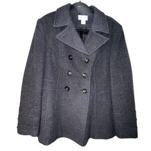 St. John's Bay Dark Gray Wool/Cashmere Blend Double-Breasted Peacoat
